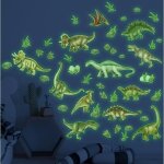 Autocollant mural - dinosaures - lumineux - amovible - décoration chambre enfant - vert Autocollant mural - dinosaures - lumineux - amovible - décoration chambre enfant - vert