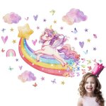 Autocollants muraux licorne amovibles d�cor artistique mural pour chambre denfants d�cor de chambre de ...