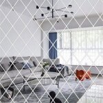 Autocollants muraux de miroir de diamant 3d autocollants de miroir de couture de triangle auto - adhsif ...