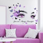 Autocollants muraux sticker mural avec citation inspirante sur les yeux des papillons pour femmes filles ...