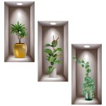 Autocollants muraux de vases 3d autocollants muraux de plantes