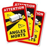 Autocollants stickers angles morts pour v�hicules lourds camion lot de 3 pi�ces 17 x 25 cm