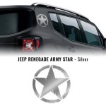 Autocollants stickers - army star - jeep renegade - argent - diam. 20 cm - 2 pices