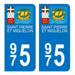 Autocollant stickers plaque dimmatriculation voiture auto 975 saint pierre et miquelon drom