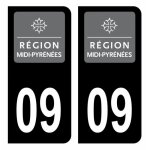 Autocollant stickers plaque dimmatriculation voiture d�partement 09 ari�ge logo ancienne r�gion midi ...
