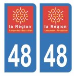 Autocollant stickers plaque dimmatriculation voiture dpartement 48 lozre logo ancienne rgion languedoc ...