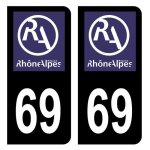Autocollant stickers plaque dimmatriculation voiture dpartement 69 rhne logo ancienne rgion rhne ...