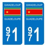 Autocollant stickers plaque dimmatriculation - auto - 971 guadeloupe - 10x45 cm - jeu de 2 - haute performance ...