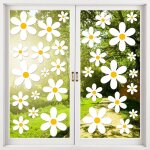 Autocollants vitres - ulisem - marguerites blanches - lot de 72 - double face - d�cor printanier