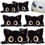 Autocollant voiture 6 autocollants de chat noir pour voiture (2 petits + 2 moyens + 2 grands)