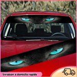 Autocollant de voiture - dilwe - yeux bleus - pvc - caoutchouc noir - 21x5 cm