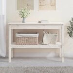 Automne / hiver blanc table consoletable dappoint console pour s�jour blanc 110x40x75cm - bois de pin ...