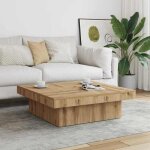Automne / hiver brun table basse carr�e - ch�ne artisanal 90x90x28cm - bois ding�nierie - hauteur:28cm ...