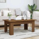 Automne / hiver brun table basse carr�e - ch�ne marron 100x60x42cm - bois ding�nierie - hauteur:42cm ...
