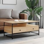 Automne / hiver brun table basse carr�e - ch�ne sonoma 100x51x45cm - bois ding�nierie - hauteur:45cm ...