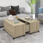 Automne / hiver brun table basse carr�e - ch�ne sonoma 75x75x38cm - bois ding�nierie - hauteur:38cm dec7261929 ...