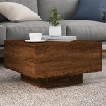 Automne / hiver brun table basse carr�e - avec lumi�res led ch�ne marron 55x55x31cm - hauteur:31cm dec8314525 ...