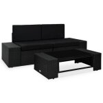 Automne / hiver noir salon de jardin 3 pcs r�sine tress�e noir - hauteur:52cm dec6397488