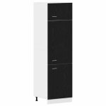 Automne / hiverarmoire bas de cuisine colonne cuisine - armoire de r�frig�rateur avec porte ch�ne noir ...