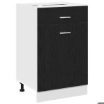 Automne / hiverarmoire bas de cuisine colonne cuisine - armoire � tiroirs avec tiroir ch�ne noir 50 x ...