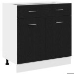 Automne / hiverarmoire bas de cuisine colonne cuisine - cabinet avec tiroir riga ch�ne noir 80 x 46 x ...