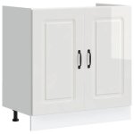 Automne / hiverarmoire bas de cuisine colonne cuisine - meuble bas pour �vier kalmar blanc brillant 80x46x815 ...