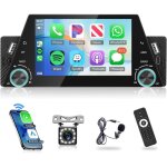Autoradio 1 din 5 carplay / android auto sans fil bluetooth fm usb - c dvr cam�ra t�l�commande