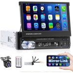 Autoradio 1 din avec cran rtractable hd 7 pouces radio stro automatique bluetooth mains libres usb ...
