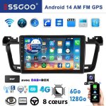 Autoradio 9 - essgoo - android 14 - peugeot 508 - 6go ram - 128go rom - dab - camra de recul