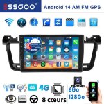 Autoradio 9 pouces - essgoo - android 14 - peugeot 508 - camra carplay gps bt wifi