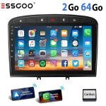 Autoradio android 14 2 + 64go pour peugeot 308 / 408 (2007 - 2013) essgoo carplay voiture gps doppel ...