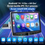 Autoradio android 14 - essgoo - 1din 10 - 4 + 64 go - carplay - cran rotatif 360
