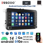 Autoradio android 14 - essgoo - 7 - 2 go ram - 64 go rom - carplay gps - vw golf 5 6 touran polo