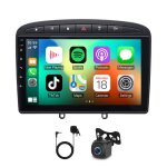 Autoradio android gps 9 pouces android 13 4 + 64g carplay sans fil pour peugeot 308 2007 - 2015 cam�ra ...