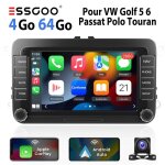 Autoradio essgoo 7 android 14 - 4go + 64go - carplay - vw golf 5 / 6 touran polo - camra de recul