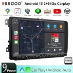 Autoradio essgoo - 9 android 14 - 2go ram 64go rom - carplay android auto - pour volkswagen