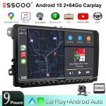 Autoradio - essgoo - 9 pouces - android 14 - carplay / android auto - volkswagen