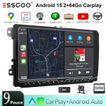 Autoradio essgoo - carplay android auto - 9 - wifi bt - pour volkswagen