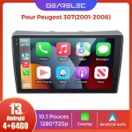 Autoradio gearelec 9 pouces android pour peugeot 307 2001 - 2008 avec carplay andriod auto gps bluetooth ...