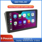 Autoradio gearelec 9 pouces android pour peugeot 407 2004 - 2011 - carplay andriod auto gps bluetooth ...