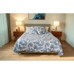 Autrefois boutis patchwork mystre - dessus de lit 230x250 cm + 2 taies doreiller 65x65 cm motif feuilles ...