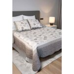 Autrefois frenchy gris boutis patchwork 230x250 cm avec 2 taies doreiller 65x65 cm dessus de lit motifs ...