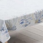 Autrefois nappe enduite imprim� nappe anti tache nappe 160x250cm th�me mer motifs coraux et poissons ...