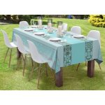 Autrefois nappe jacquard enduite nappe anti tache tissu facile � nettoyer azulejos bleu 150 x 200 cm