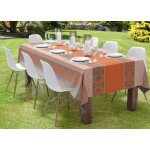 Autrefois nappe jacquard enduite nappe anti tache tissu facile � nettoyer azulejos orange 180 x 180 cm ...