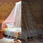 Auvent de lit en maille avec �toiles fluorescentes pour filles et enfants qui brillent dans le noir - ...