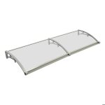 Auvent pour porte - 200 * 60 cm - avec support argent� + plaque transparente - avec goutti�re de drainage ...