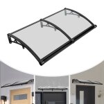 Auvent pour porte dentr�e - avec cadre noir et panneau transparent - en aluminium