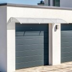 Auvent de porte dentre porte toit marquise abri protection en polycarbonate et aluminium 270 x 98. 5 ...
