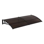 Auvent de porte marquise resistante aux intemperies abs polycarbonate aluminium 300 x 100 cm noir marron ...